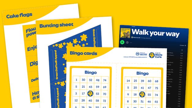 Graphic featuring the downloadable fundraising materials available for free