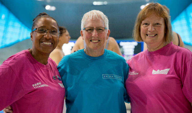 Volunteers at Swimathon 2018 in support of Marie Curie and CRUK