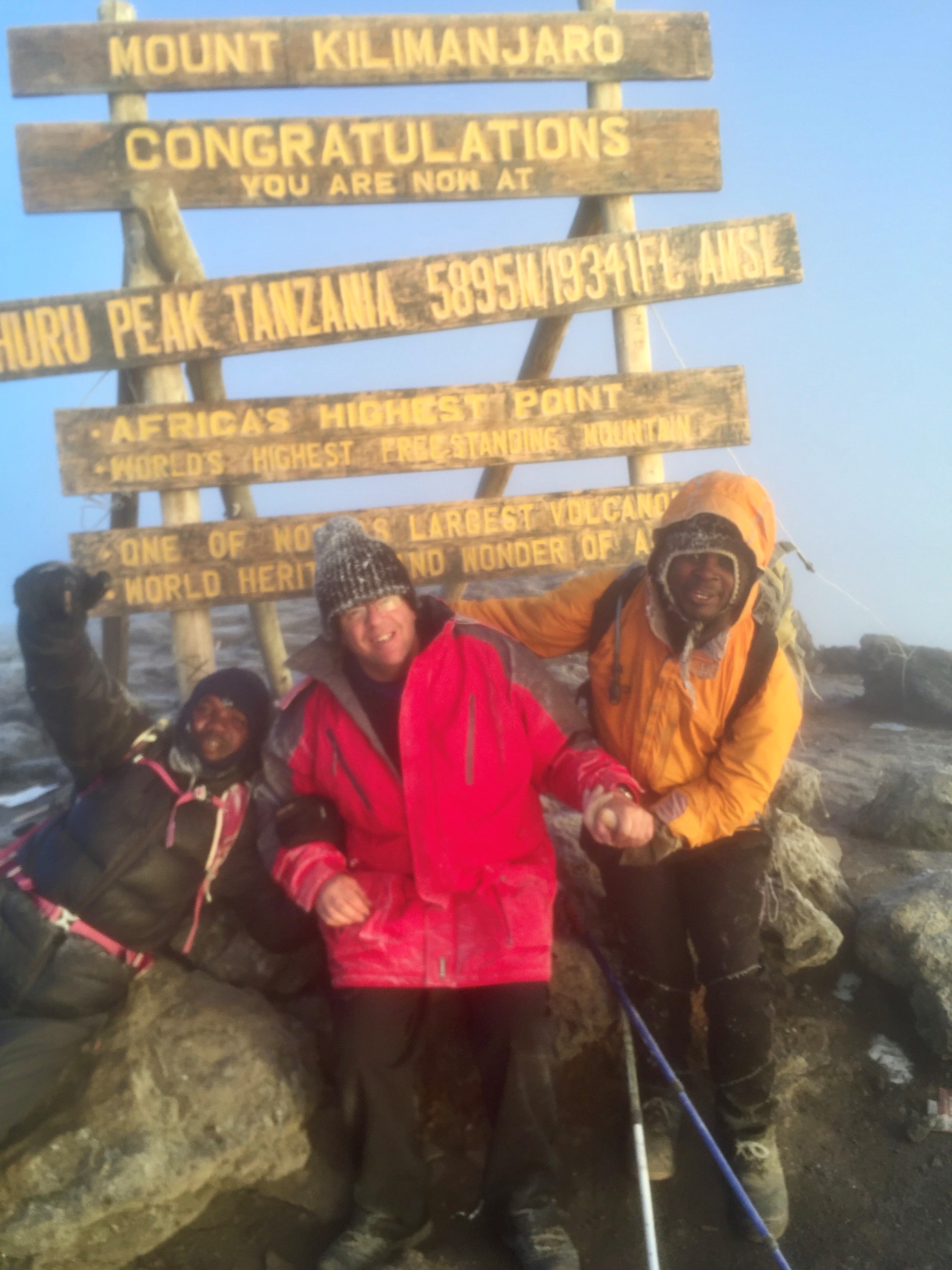 Marie Curie supporter, Martin Booth, at the summit of Mount Kilimanjaro