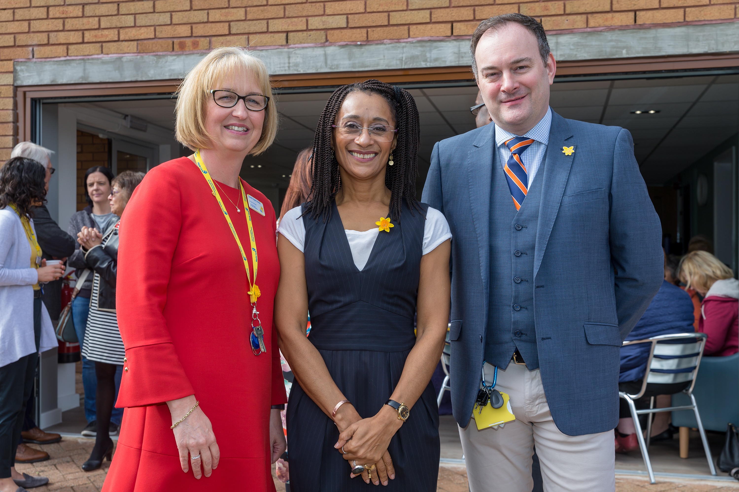 Hospice manager Sarah Lloyd-Davies with Keeping Faith actress Suzanne Packer and divisional general manager Andrew Wilson-Mouasher